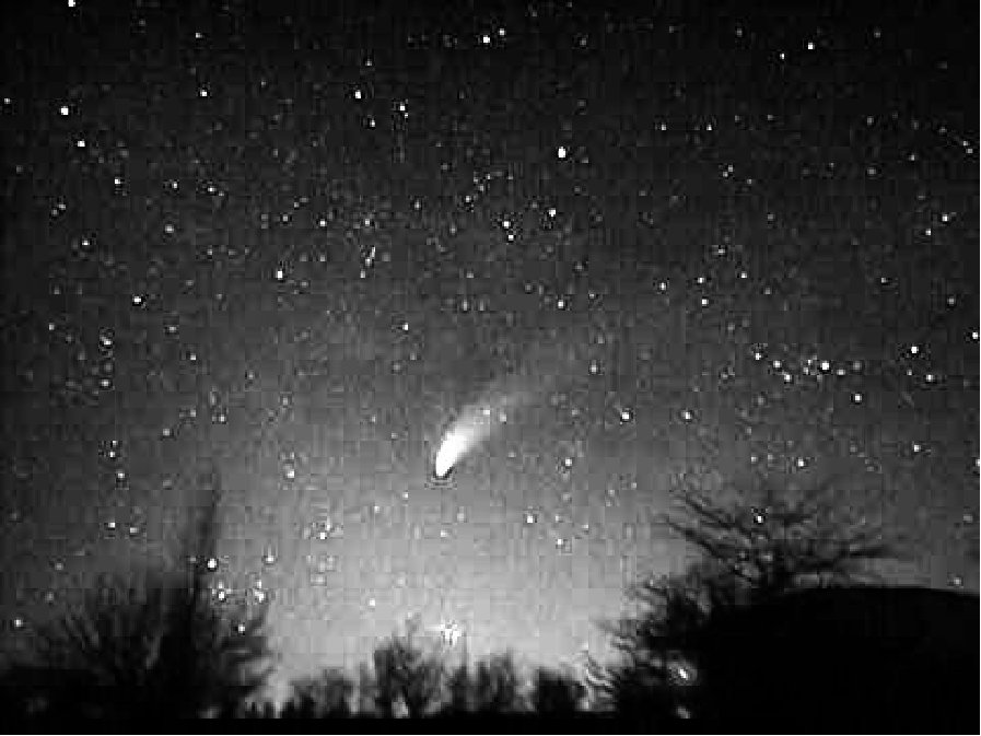 Zodiacal Light and Comet Hale-Bopp April 1997. Enhanced contrast.