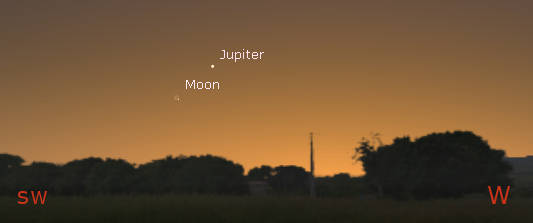 Jupiter and the Moon in twilight