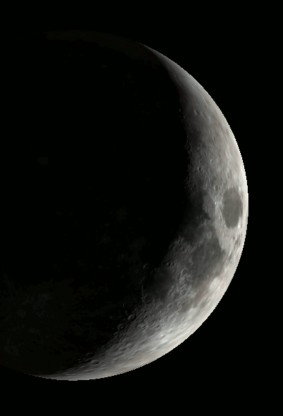 Annotated crescent Moon