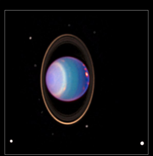 Uranus and its rings as photographed by the Hubble Space Telescope